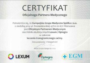 Certyfikat - oficjalny partner medyczny